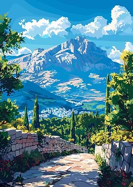 Stone Path to Mountain View