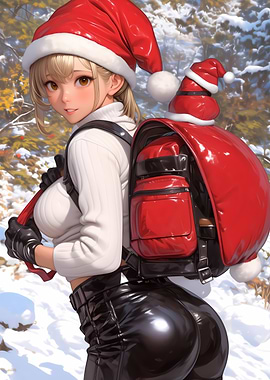 Anime Girl in Santa Hat Christmas
