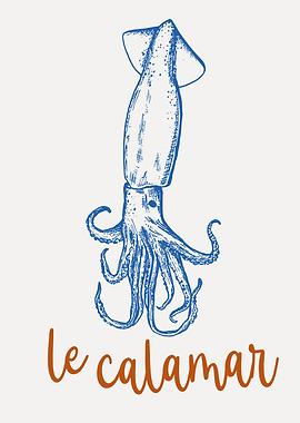 Squid Illustration Vintage Style