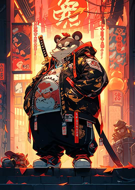 Panda Samurai Street Art