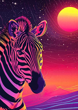 Neon Zebra Sunset
