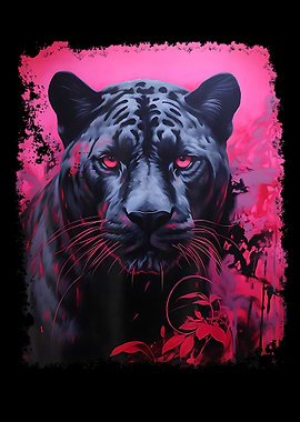 Pink Pop Art Panther Black