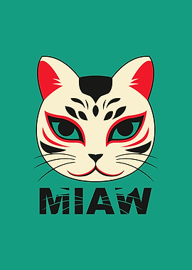 Cat Mask Illustration Green