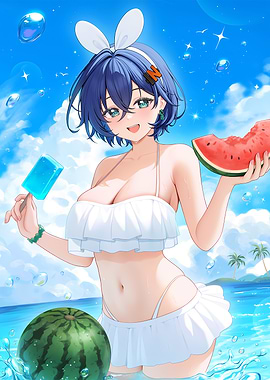 Anime Girl Summer Beach