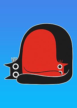 Red and Black Cat Illustration