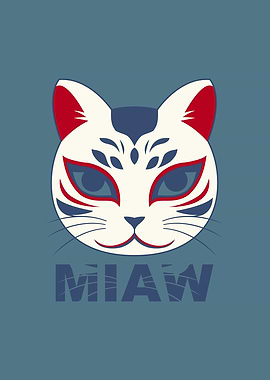 Cat Mask Design Blue and Red