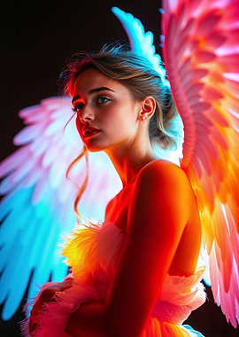 Tender Angel with Neon Wings