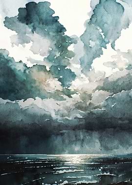 Watercolor Storm Clouds
