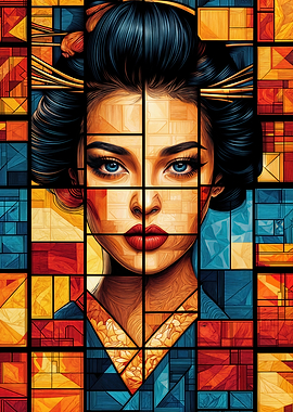 Geisha Geometric Face Art