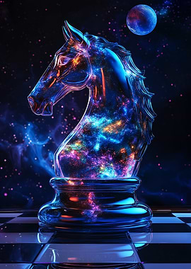 Cosmic Knight Chess Piece