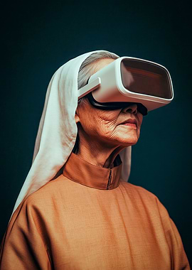 Elderly Woman in VR Headset