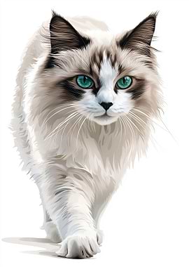 White Cat with Green Eyes