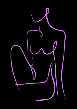 Purple Line Art Sexy Figure