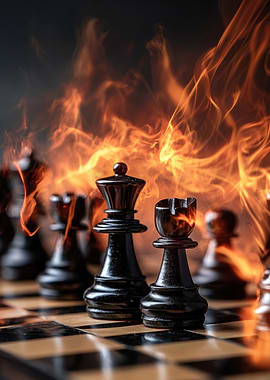 Chess Pieces in Flames