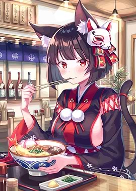 Anime Girl Eating Ramen
