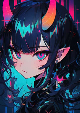 Anime Demon Girl Portrait