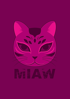 Pink Cat Mask Design Maroon