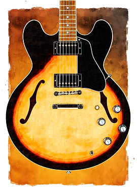 Gibson Vintage Guitar Watercolor