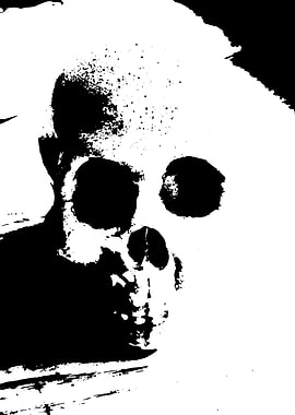 Horror Black and White Skull Illustration