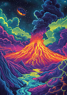 Erupting Volcano Landscape