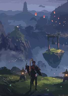 Fantasy Landscape with Warrior