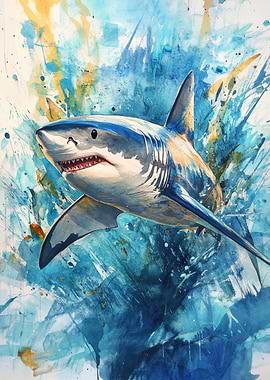 Great White Shark Watercolor