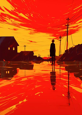 Silhouette in Red Sunset