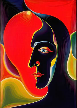 Abstract Portrait in Red and Black