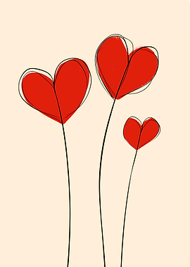Red Heart Flowers