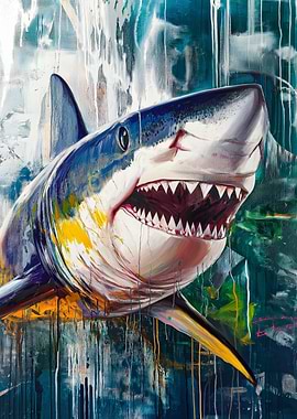 Great White Shark Painting