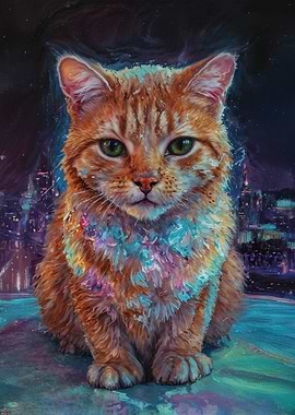Orange Cat in Cityscape