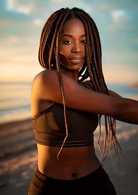 Woman Stretching at Sunset