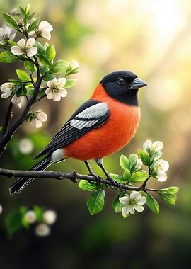 Cute Bullfinch Bird Poster