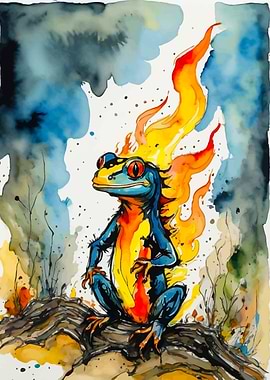 Fire Frog Watercolor
