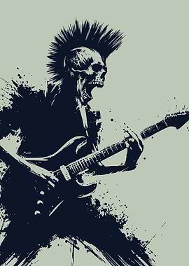 Punk Rock Skull Guitarist