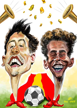 Caricature of Two Soccer Players