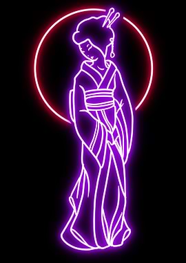 Neon Geisha Illustration