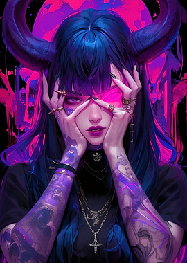 Demon Girl with Horns