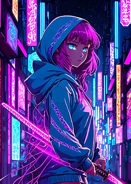 Futuristic Anime Girl with Sword