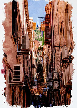 Narrow Street in Old Town Dubrovnik