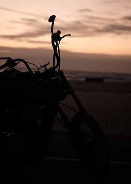 Motorcycle Silhouette at Sunset
