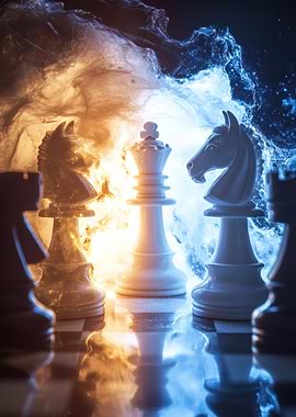 Chess Pieces in Smoke