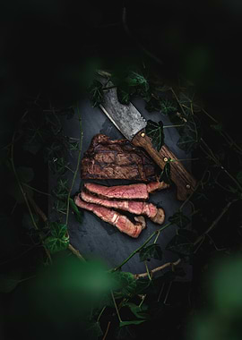 Grilled Steak with Knife