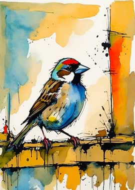 House Sparrow Watercolor Painting