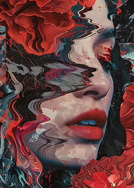 Abstract Portrait with Flowers