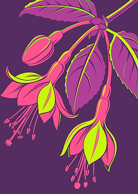 Neon Fuchsia Flower Blossom Illustration