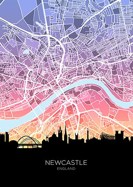 Newcastle Skyline Map