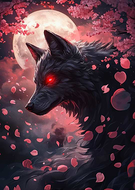 Black Wolf with Red Eyes