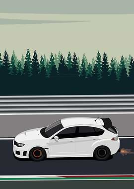 White Subaru on Race Track