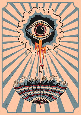 Umbrella vintage style illustration